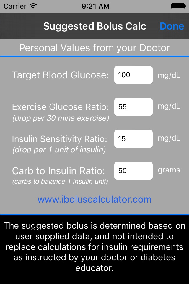 iBolusCalc - Diabetes Blood Glucose Helper screenshot 2