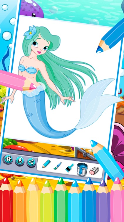 princess mermaid coloring pages free for girl kids screenshot-4