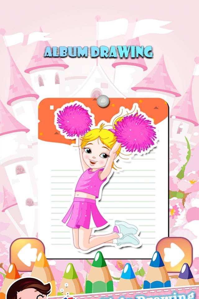Little Girls Drawing Coloring Book - Cute Caricature Art Ideas pages for kids screenshot 2
