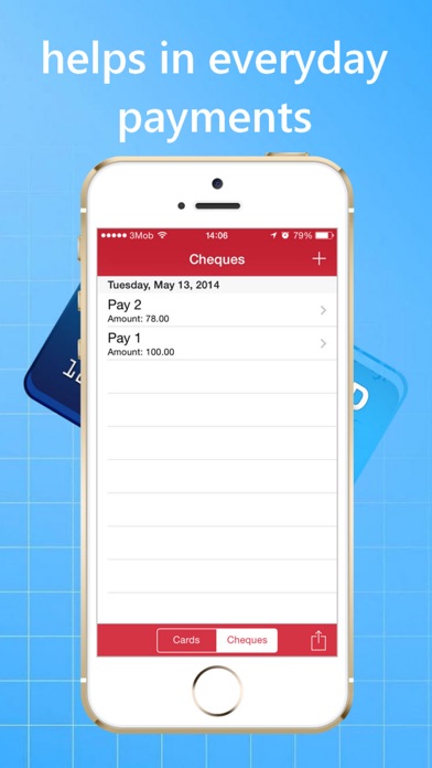 Credit Cards and Cheques Keeper iPhone Credit Cards and Cheques Keeper iPhone