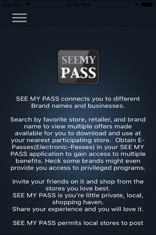 SEE MY PASS – connects members/customers with stores. screenshot 2