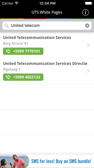 UTS White Pages Screenshot on iOS