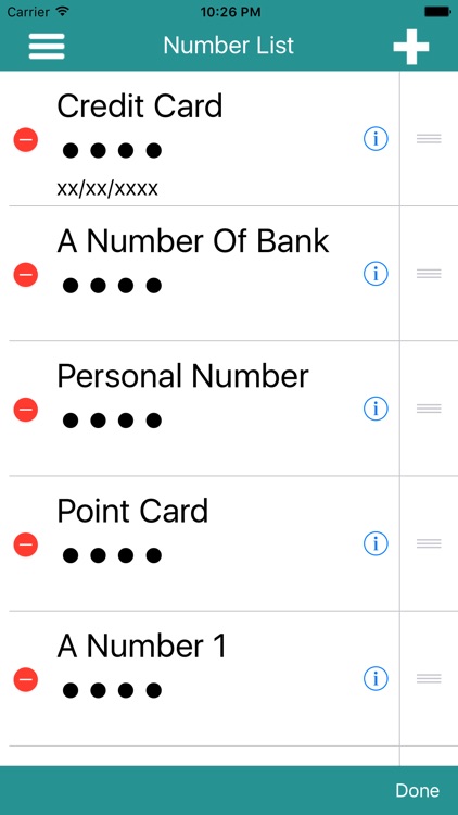 Lock numbers -carry  numbers with safety-