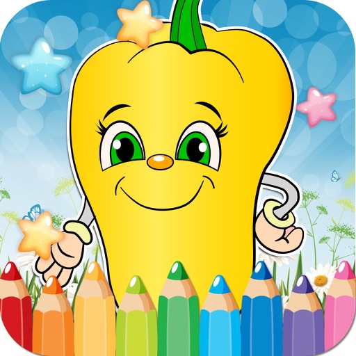 Vegetable Drawing Coloring Book - Cute Caricature Art Ideas pages for kids Icon