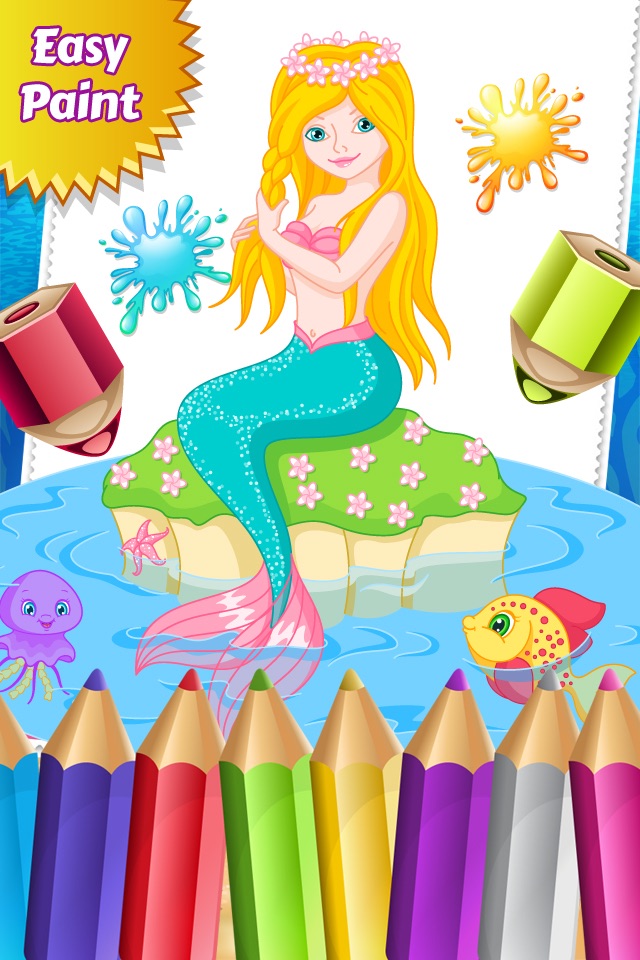 Mermaid Princess Colorbook Drawing to Paint Coloring Game for Kids screenshot 4
