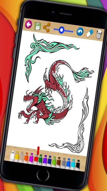 Dragons coloring book & paint fantastic animals Premium