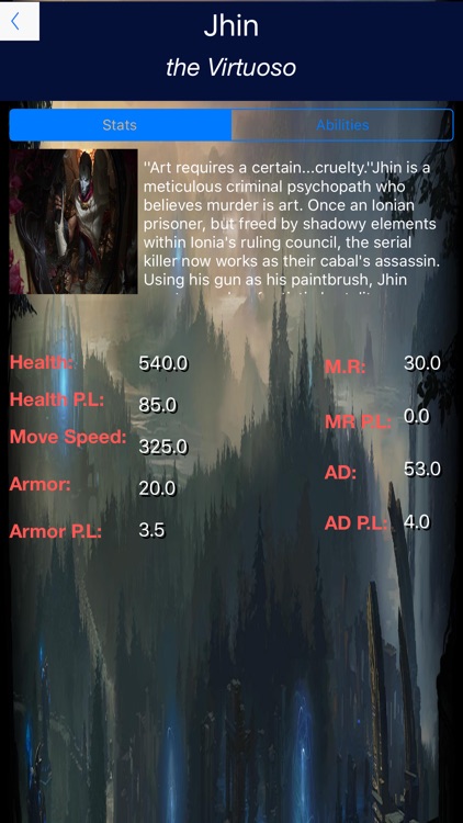 Stats and Lore -For League of Legends