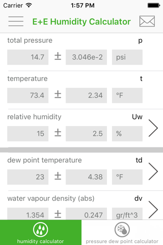 E+E Humidity Calculator screenshot 2