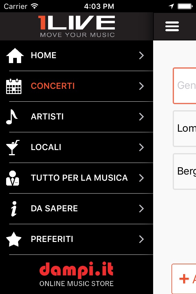 1LIVE - Guida Live Music screenshot 2