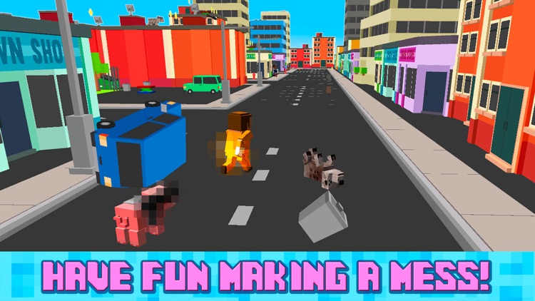 Blockhead Pig City Rampage 3D Full screenshot-3