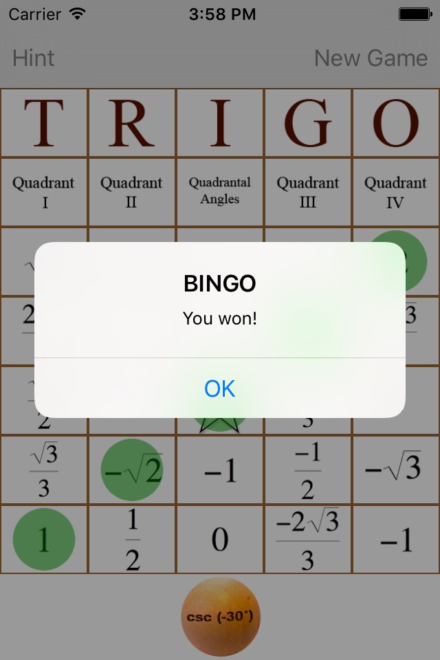 Trigo - Trig Bingo screenshot 2