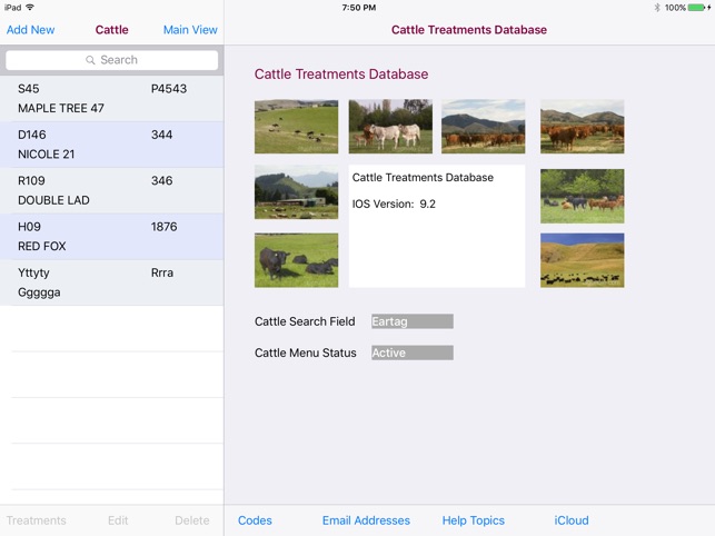 Cattle Treatments Database