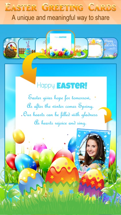 Happy Easter Greeting Card.s Maker - Collage Photo & Send Wishes with Cute Bunny Egg Sticker