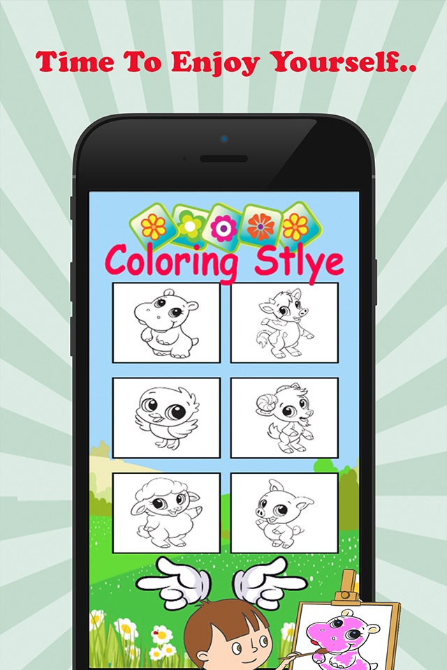 Baby Animal Cute Paint and Coloring Book - Free Games For Kids screenshot 2