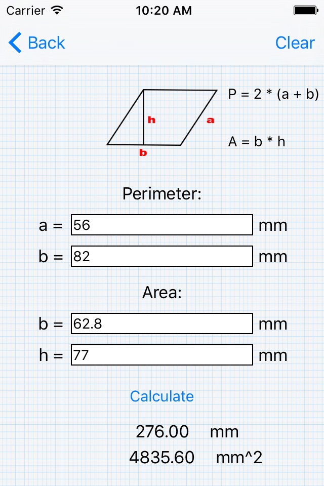 GeometryCalc screenshot 2