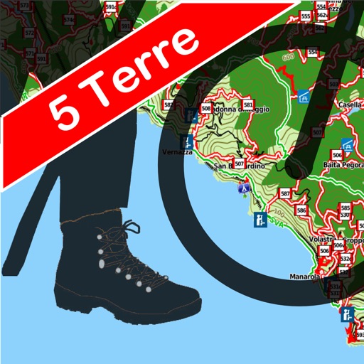 Trails of Cinque Terre - GPS Offline Topo Maps, trails and tracker for Hiking, Biking, Camping and Travels