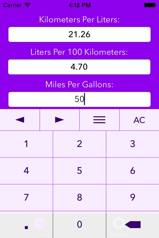 Miles Per Gallons To Kilometers Per Liters – Fuel Consumption Converter (mpg, km/L, L/100km) screenshot 2
