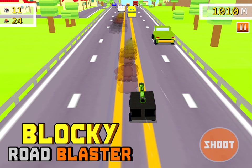 Blocky Road Blaster - 3D ( Fun Race & Shoot Game ) screenshot 4
