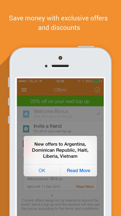 Sendly: Send top up to family and friends prepaid phones abroad by Rebtel screenshot-3