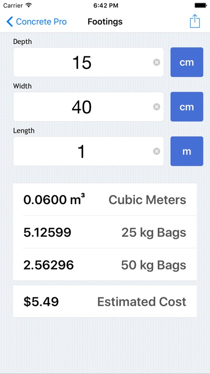 Concrete Pro - Cost Calculations for Slab, Column, and Footing Pours screenshot-4