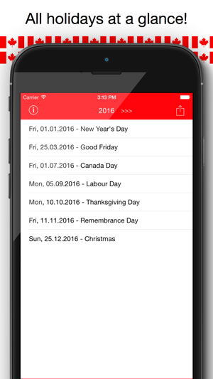 Holiday Calendar Canada 2016 - Public Statutory Canadian Hol(圖1)-速報App