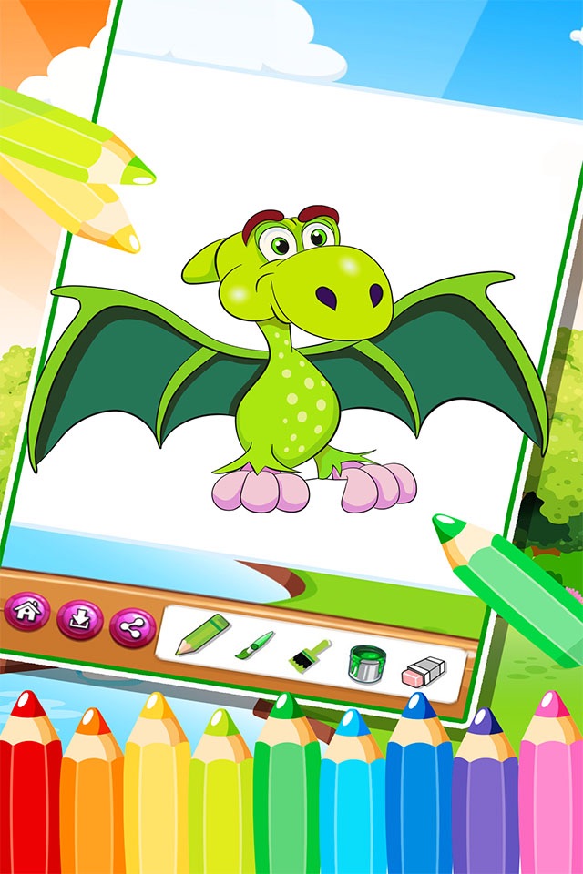 The Cute dinosaur Coloring book ( Drawing Pages ) 2 - Learning & Education Games  Free and Good For activities Kindergarten Kids App 4 screenshot 3