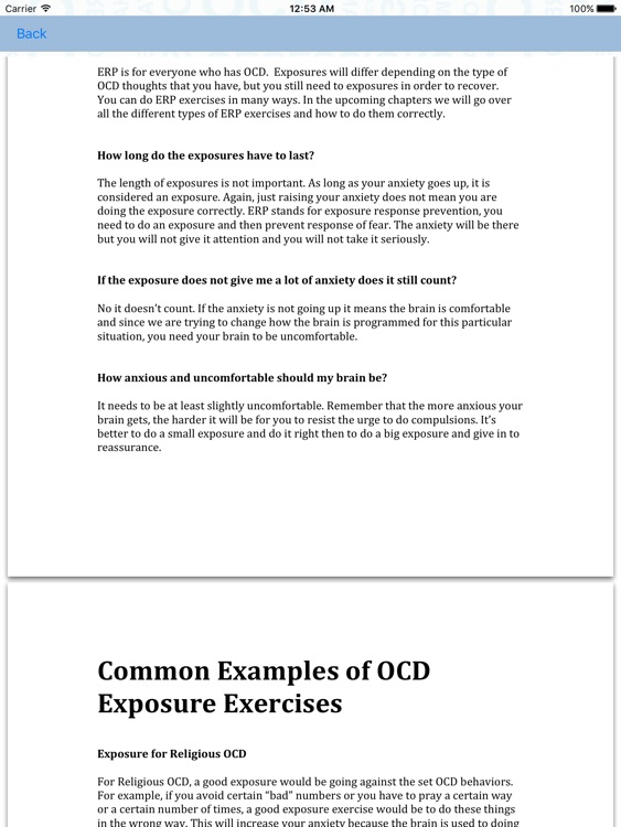 ERP For OCD - Exposure  Response Prevention For Obsessive Compulsive Disorder Recovery