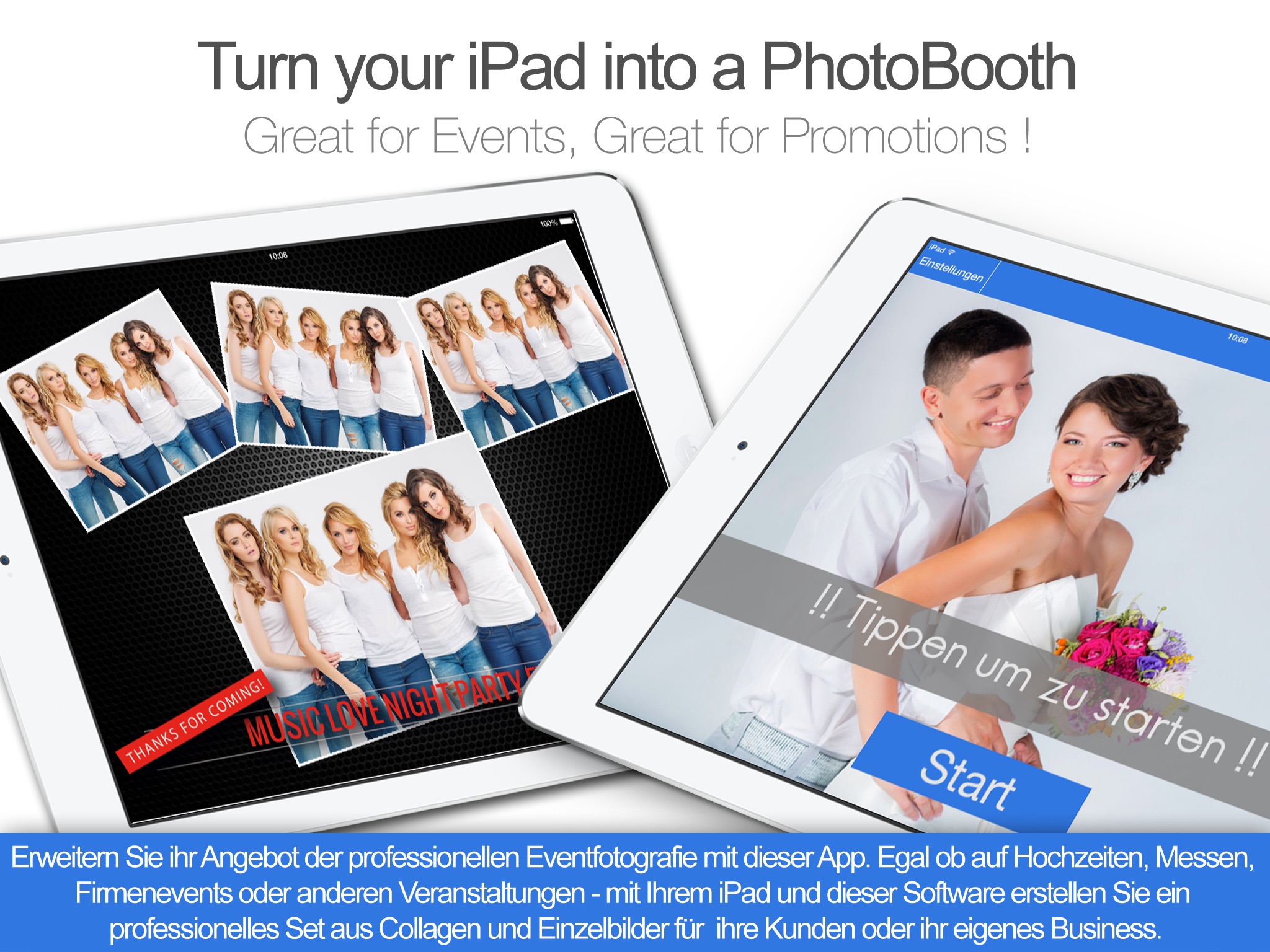 OneTap PhotoBox - professionel photo booth app - design, share and print collages, backgrounds, borders. Ideal for weddings and events screenshot 3