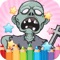 Coloring Book Cute Zombie Colorings Pages - pattern educational learning games for toddler & kids