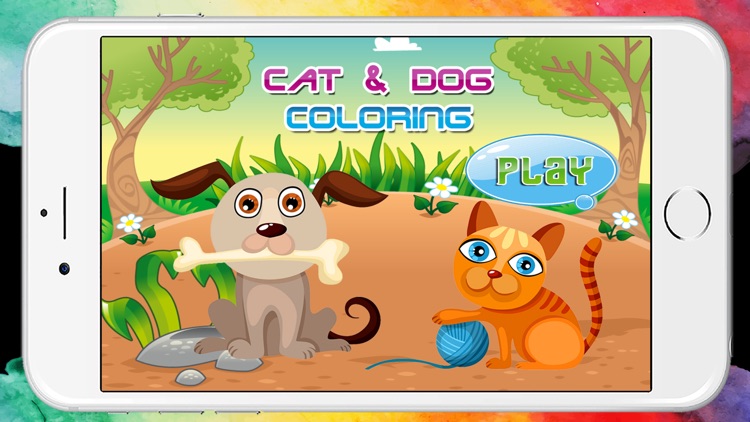 Game Dog and Cat Coloring Book for Preschool