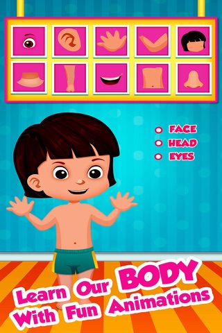 Kids Learning Body Parts – Babies preschool and kindergarten app for fun listen, touch, hear and see learning with memory match game screenshot 3