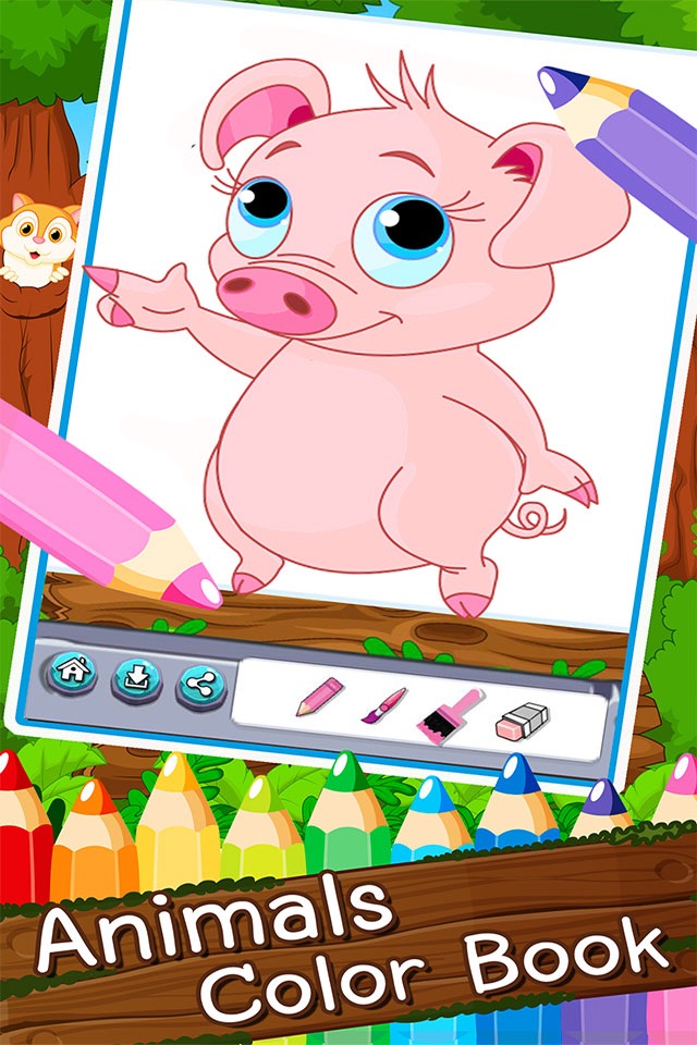 Animals Cartoon art pad Learn to paint and draw animals coloring pages printable for kids free . screenshot 2