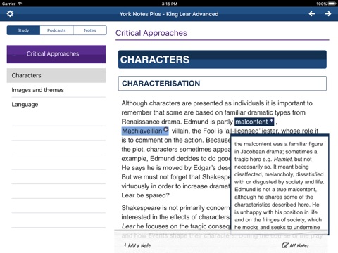 King Lear York Notes Advanced for iPad screenshot 3