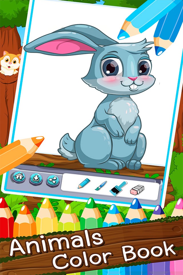 Animals Cartoon art pad Learn to paint and draw animals coloring pages printable for kids free . screenshot 3