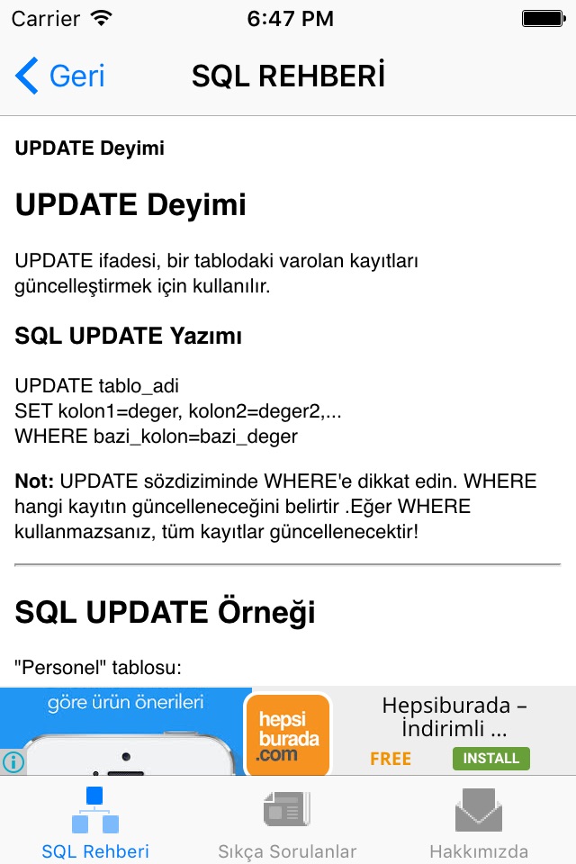 SQL Rehberi screenshot 3