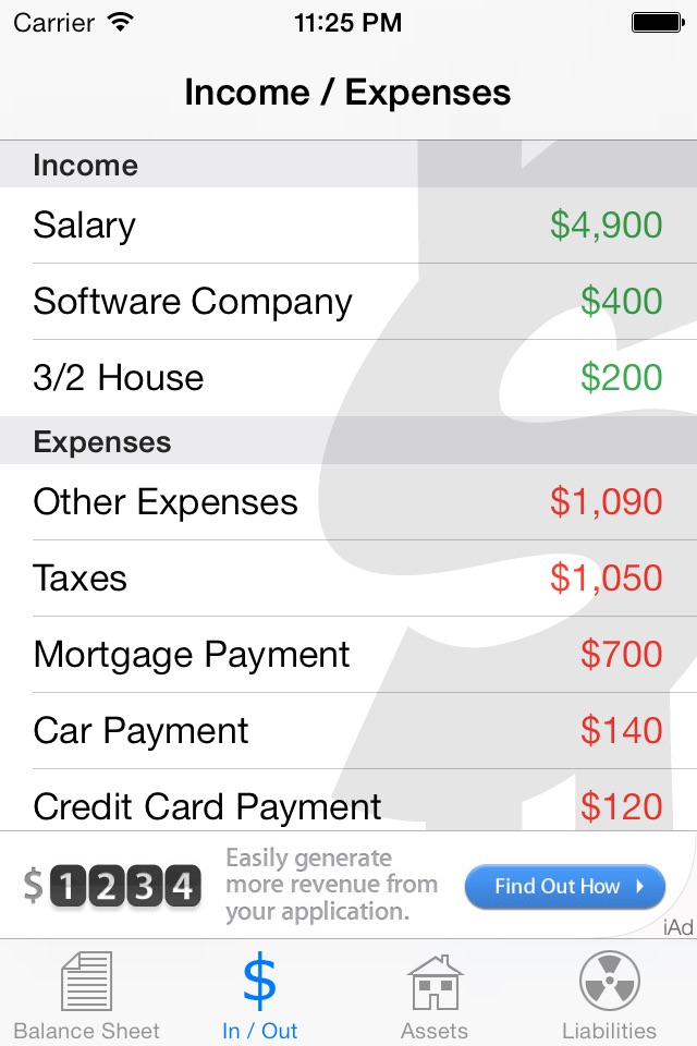 Cashflow Balance Sheet screenshot 3