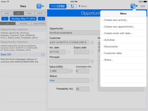 mioCRM per iPad screenshot 3