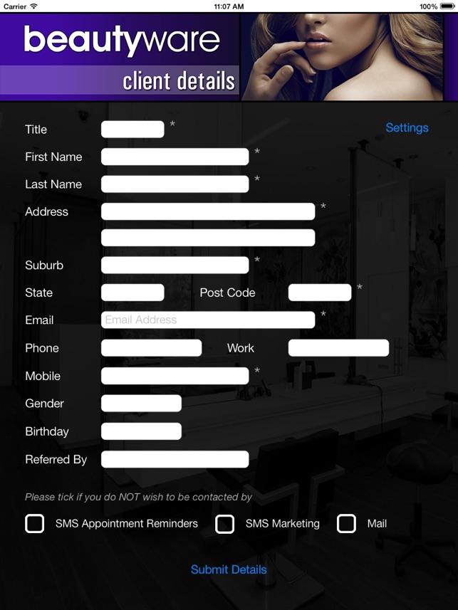 Beautyware New Client App