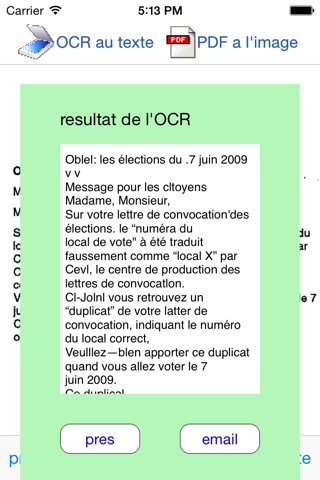 A Agile OCR au texte et pdf scanner ( reconnaissance optique de caractères ) dans Frence | ocr and pdf scanner screenshot 2