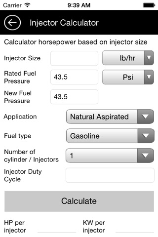 Injector Calculator screenshot 2