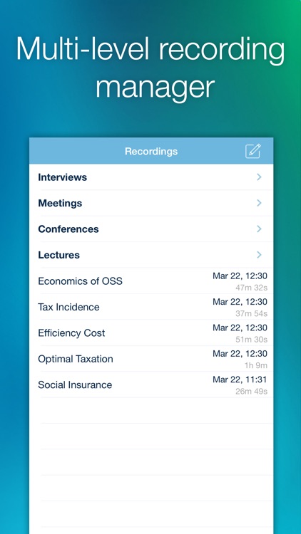 eXtra Voice Recorder: record, edit, take notes, and sync with Dropbox (Perfect for lectures or meetings) screenshot-3