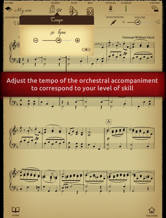 Play Gluck – Orpheus and Eurydice « Danse of the Blessed Spirits » (interactive sheet music) screenshot-3