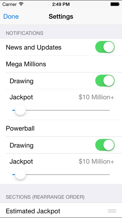 Mega Millions + Powerball - lottery games in the US with winning number results, lotto jackpots and prize payouts screenshot-4
