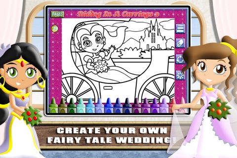 Princess Wedding Coloring World -  My First Bride Fingerpaint Color and Emoji Sticker Book (PRO) screenshot 2