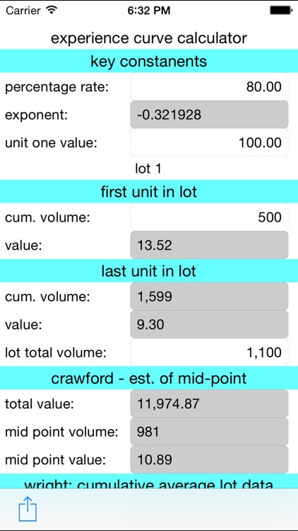 Learning and Experience Curve Calculator - ExpCalc1