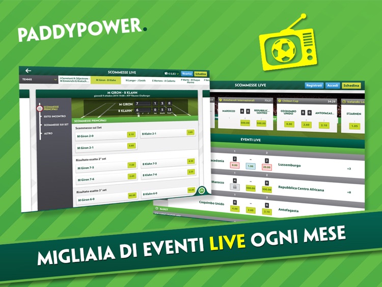Scommesse Paddy Power per iPad. Calcio, Tennis, Serie A, Basket, Volley, Live Score. screenshot-4