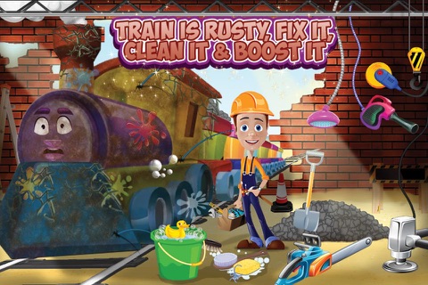 Kids train wash & repair – Fix locomotive in this mechanic garage game for kids screenshot 2