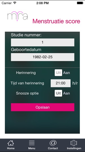 MIRA Trial menstruatie score