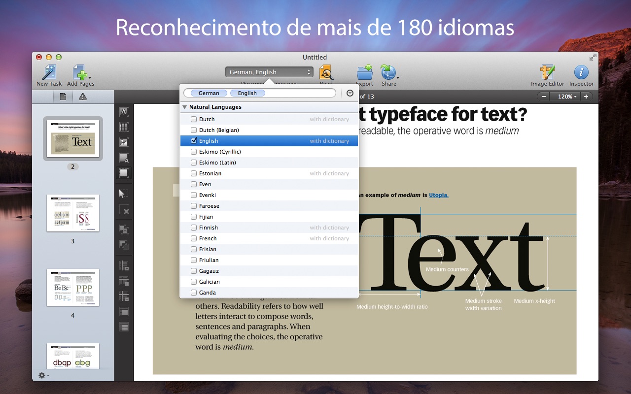 Screenshot do app FineReader OCR Pro