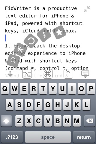 FioWriter - Productive text editor for iPhone & iPad with command keys and cloud sync screenshot 2